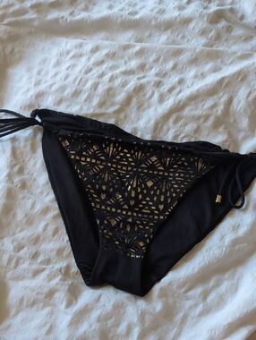 Black Lace-Accent Women's Swim Bottoms